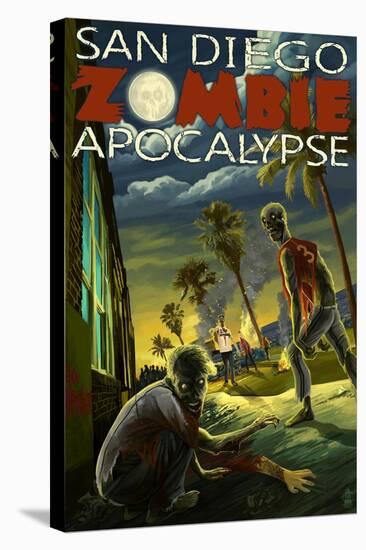 San Diego, California - Zombie Apocalypse-Lantern Press-Stretched Canvas