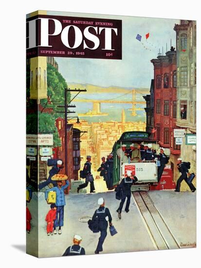 "San Francisco Cable Car," Saturday Evening Post Cover, September 29, 1945-Mead Schaeffer-Premier Image Canvas