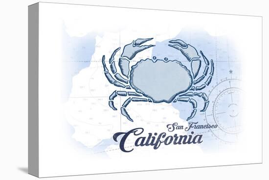 San Francisco, California - Crab - Blue - Coastal Icon-Lantern Press-Stretched Canvas