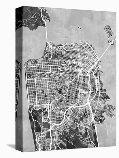 San Francisco City Street Map-Tompsett Michael-Stretched Canvas