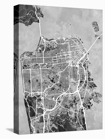 San Francisco City Street Map-Michael Tompsett-Stretched Canvas