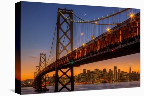 San Francisco Cityscape, Bay Bridge and Crescent Moon-Vincent James-Premier Image Canvas