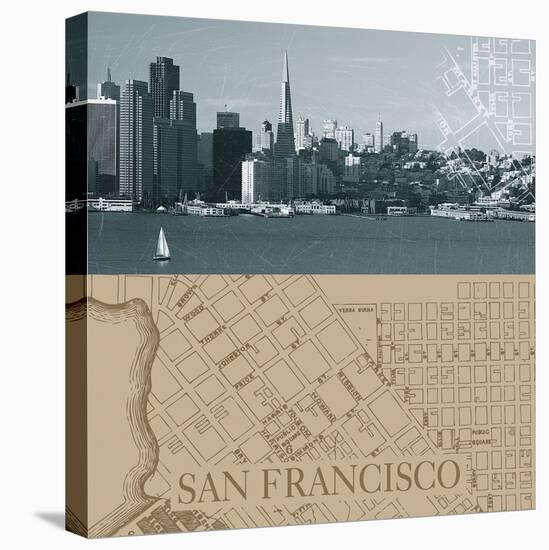 San Francisco Map I-The Vintage Collection-Stretched Canvas