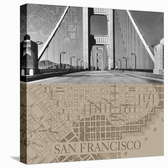 San Francisco Map II-The Vintage Collection-Stretched Canvas