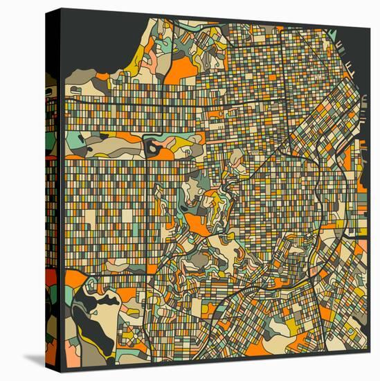 San Francisco Map-Jazzberry Blue-Stretched Canvas