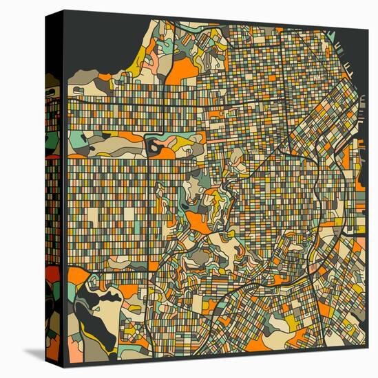 San Francisco Map-Jazzberry Blue-Stretched Canvas