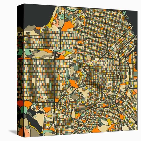 San Francisco Map-Blue Jazzberry-Stretched Canvas