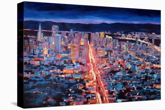 San Francisco - Market Street Night from Twin Peak-Markus Bleichner-Stretched Canvas