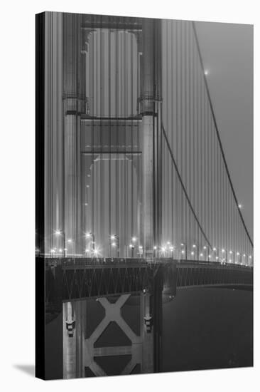 San Francisco's Golden Gate Bridge Tower In B&W With Streelight Illuminated-Joe Azure-Stretched Canvas