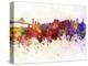 San Francisco Skyline in Watercolor Background-paulrommer-Stretched Canvas