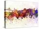 San Francisco Skyline in Watercolor Background-paulrommer-Stretched Canvas