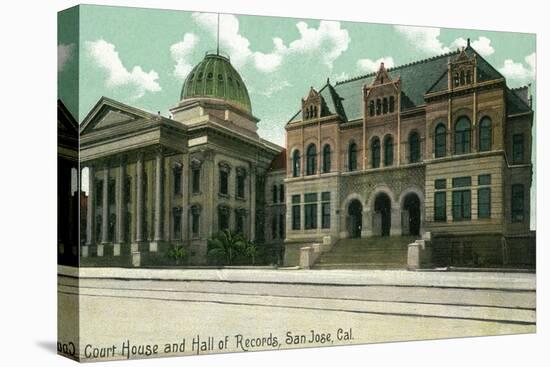 San Jose, California - Exterior View of Court House and Hall of Records-Lantern Press-Stretched Canvas