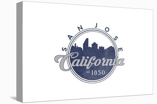 San Jose, California - Skyline Seal (Blue)-Lantern Press-Stretched Canvas