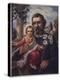 San Jose (Saint Joseph) Holds His Son in One Hand a Lily Stem in the Other-null-Premier Image Canvas