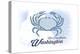 San Juan Islands, Washington - Crab - Blue - Coastal Icon-Lantern Press-Stretched Canvas