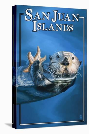 San Juan Islands, Washington - Sea Otter-Lantern Press-Stretched Canvas