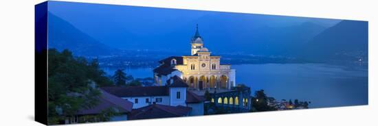 Sanctuary of Madonna Del Sasso Illuminated at Dusk, Locarno, Lake Maggiore-Doug Pearson-Premier Image Canvas