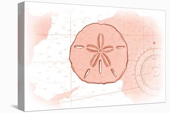 Sand Dollar - Coral - Coastal Icon-Lantern Press-Stretched Canvas