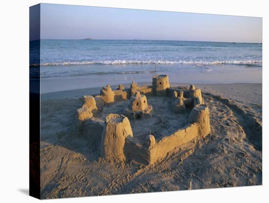 Sandcastle at Beach-David Barnes-Premier Image Canvas