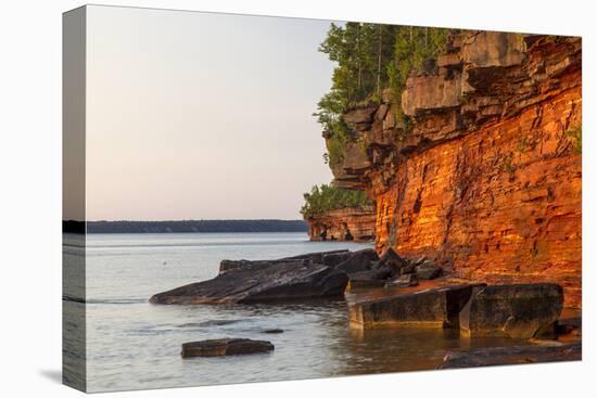 Sandstone Cliffs, Sea Caves, Devils Island, Apostle Islands Lakeshore, Wisconsin, USA-Chuck Haney-Premier Image Canvas