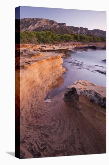 Sandstone Coast Near Betlem, Mountain Talaia De Morei, Del Llevant Peninsula, Majorca, Spain-Rainer Mirau-Premier Image Canvas