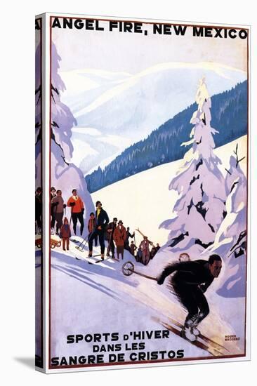 Sangre de Cristos, New Mexico - Spectators Watching Skier - Artwork-Lantern Press-Stretched Canvas