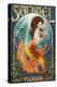 Sanibel, Florida - Mermaid-Lantern Press-Stretched Canvas