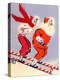 Santa and Woman Together on Candy Cane Skis, National Museum of American History, Archives Center-null-Stretched Canvas