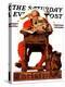 "Santa at His Desk" Saturday Evening Post Cover, December 21,1935-Norman Rockwell-Premier Image Canvas