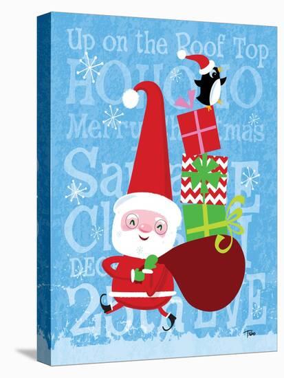 Santa & Bag of Presents-Teresa Woo-Stretched Canvas