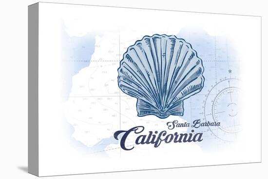 Santa Barbara, California - Scallop Shell - Blue - Coastal Icon-Lantern Press-Stretched Canvas