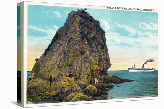 Santa Catalina Island, California - Sugar Loaf View of a Ship-Lantern Press-Stretched Canvas