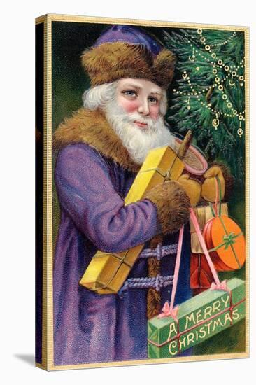 Santa Claus in Purple-null-Stretched Canvas