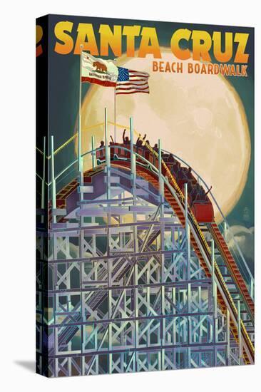Santa Cruz, California - Big Dipper Coaster and Moon-Lantern Press-Stretched Canvas