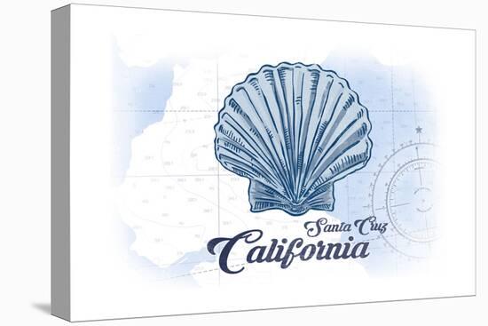 Santa Cruz, California - Scallop Shell - Blue - Coastal Icon-Lantern Press-Stretched Canvas