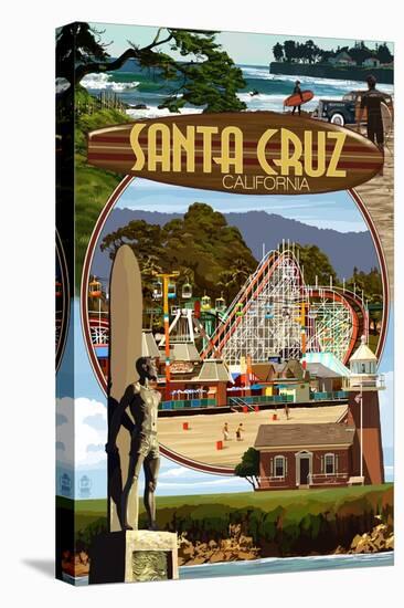 Santa Cruz, California - Scenes Montage-Lantern Press-Stretched Canvas