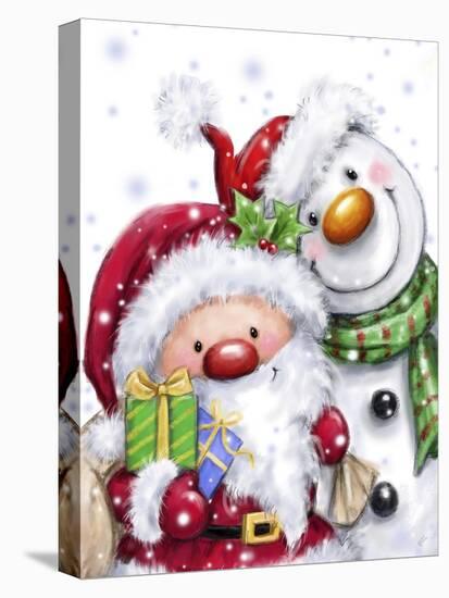 Santa Cuddling Snowman-MAKIKO-Premier Image Canvas