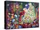 Santa Decorates Tree Surrounded by Presents and Catschristmas-Bill Bell-Premier Image Canvas