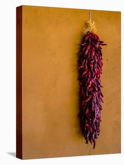 Santa Fe, New Mexico. Dried Red Chili Peppers and a Terra Cotta wall.-Jolly Sienda-Premier Image Canvas