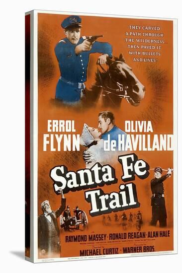 Santa Fe Trail, Errol Flynn, (Poster), 1940-null-Stretched Canvas