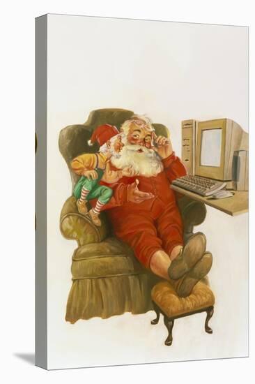 Santa Learning Computer-Hal Frenck-Premier Image Canvas