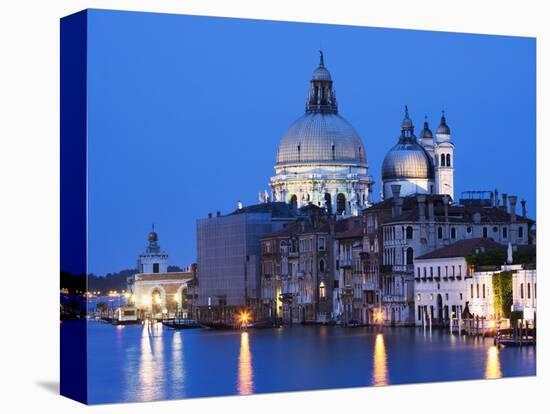 Santa Maria della Salute Cathedral from Academia Bridge along the Grand Canal at Dusk, Venice-Dennis Flaherty-Premier Image Canvas