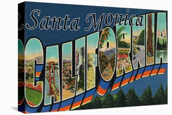Santa Monica, California - Large Letter Scenes-Lantern Press-Stretched Canvas
