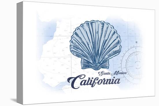 Santa Monica, California - Scallop Shell - Blue - Coastal Icon-Lantern Press-Stretched Canvas