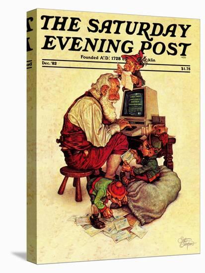 "Santa's Computer," Saturday Evening Post Cover, December 1, 1982-Scott Gustafson-Premier Image Canvas