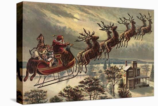 Santa, Sleigh, Reindeer-null-Premier Image Canvas