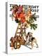 "Santa Up a Ladder," Saturday Evening Post Cover, December 20, 1930-Joseph Christian Leyendecker-Premier Image Canvas