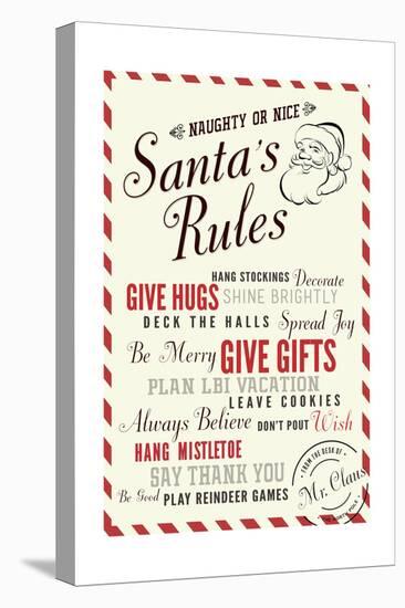 Santas Rules Typography - Plan LBI Vacation-Lantern Press-Stretched Canvas