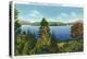 Saranac Lake, New York - Eagle Island and Lower Saranac Lake View-Lantern Press-Stretched Canvas