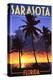 Sarasota, Florida - Palms and Sunset-Lantern Press-Stretched Canvas